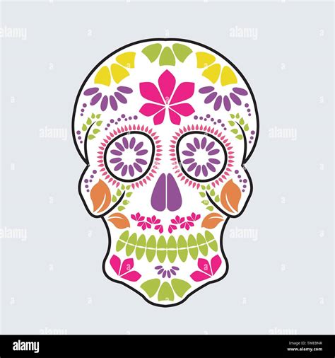 Calavera Sugar Skull Day Of The Dead Floral Skull Stock Vector Image