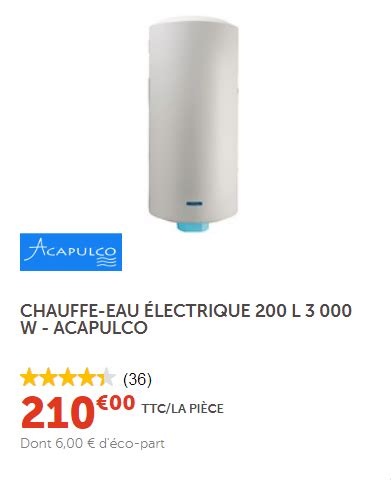Machine protégée contre les projections d'eau. Chauffe Eau Acapulco 200l 2400w
