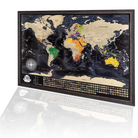 Buy Framed Scratch Off World Map Dimentions 34w 24h Inches Travel