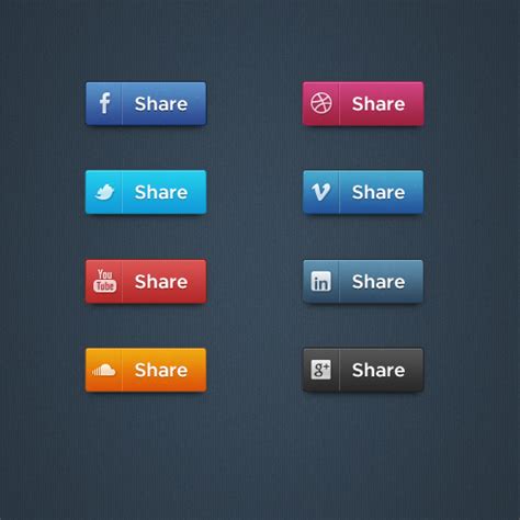 Social Share Buttons Psd