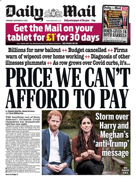 Front Pages 24th Of September 2020 Tomorrows Papers Today