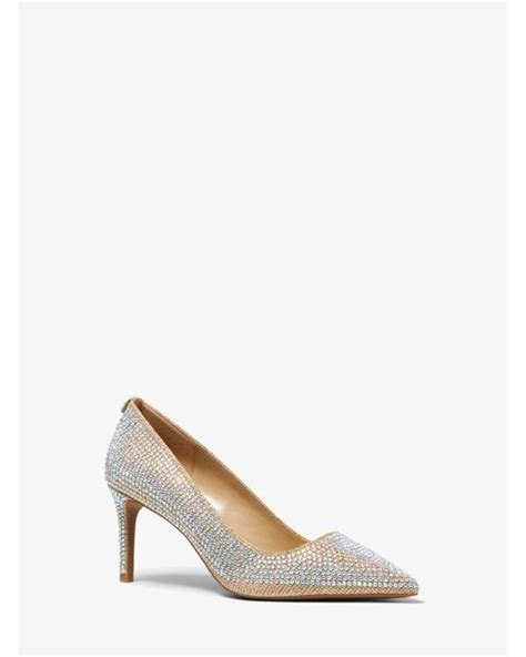 Michael Kors Alina Flex Crystal Embellished Glitter Chain Mesh Pump In