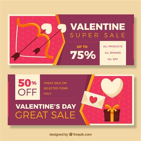 Banners With Special Offers For Valentines Day Vector Free Download