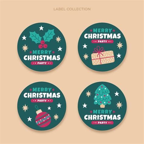Free Vector Hand Drawn Flat Christmas Labels Collection