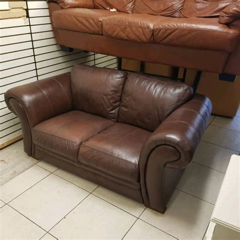2 Seater Sofa In A Heavy Grade Of Brown Leather Hyde Whelans Quality