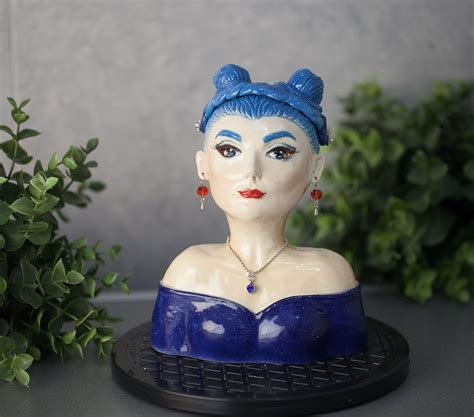 Female Bust Planter Statue Vase Ceramic Jewelry Bust Womens Etsy