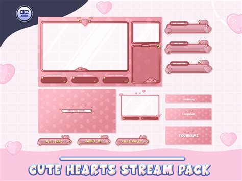 Artstation Animated Stream Package Overlay Pink Heart Pink Stream