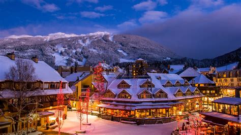 Whistler Winter Village At Dusk British Columbia Canada