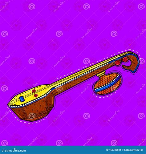 Illustration Of Desi Indian Art Style Veena Indian Musical Instrument