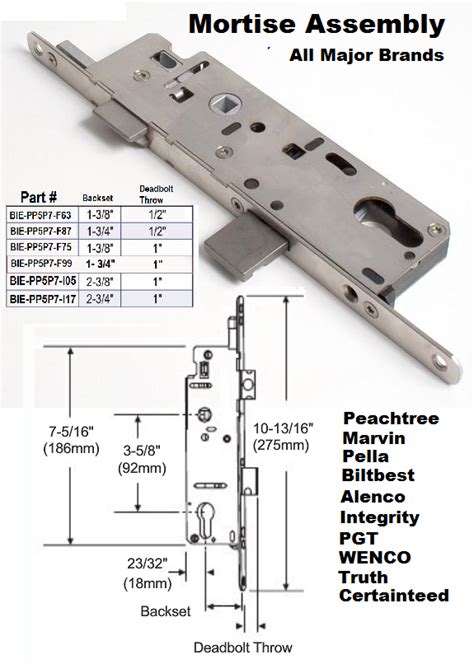 Patio Door Replacement Parts Mortise Lock Locking Assembly Biltbest Window Parts