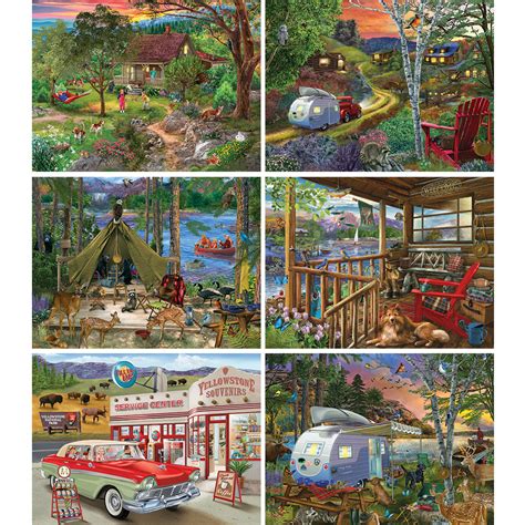 Set Of 6 Bigelow Illustrations 300 Large Piece Jigsaw Puzzles Bits