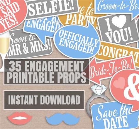 35 Engagement Photo Props Engagement Party Photo Booth Props Etsy