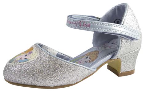 Kids Girls Disney Frozen Dress Up Shoes Glitter Princess Low Heels