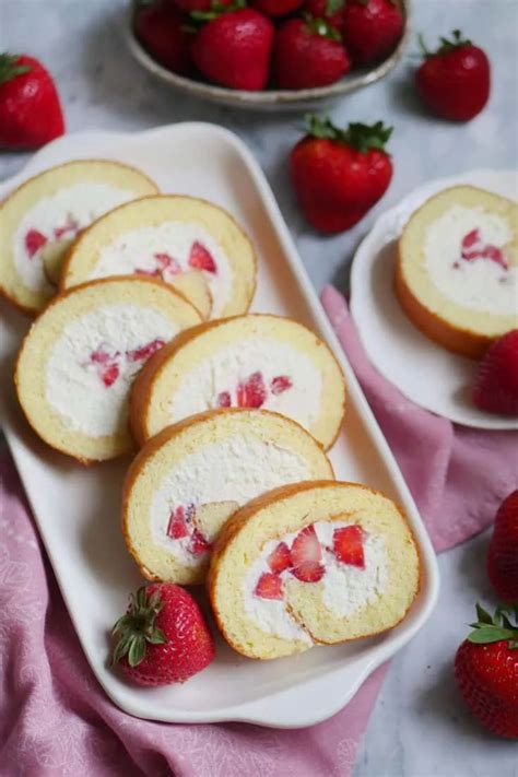 A Fluffy And Moist Japanese Swiss Cake Roll Filled With Fresh