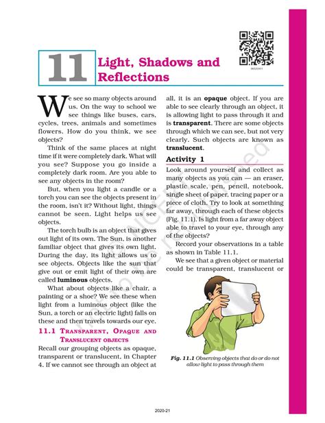 Light Shadows And Reflections Ncert Book Of Class 6 Science