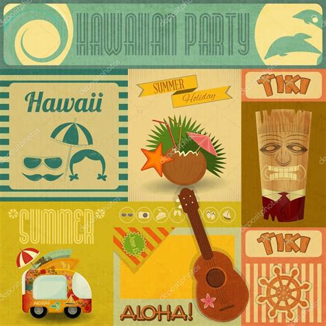 hawaii vintage card — stock vector © elfivetrov 28499331