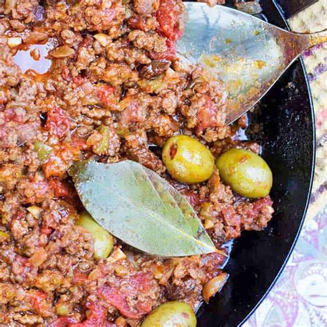 Cuban Picadillo Ground Beef Stew With Tomato Sauce And Olives