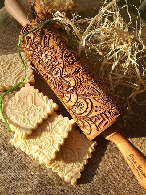 Paisley Engraved Rolling Pin Embossed Dough Roller Carved Etsy