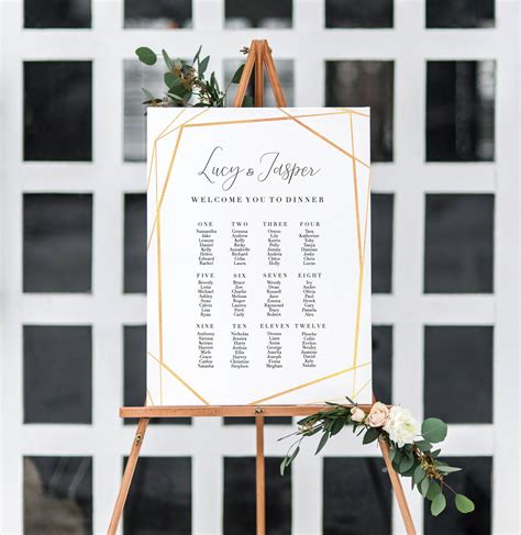 Editable Geometric Wedding Seating Chart Printable Seating Plan