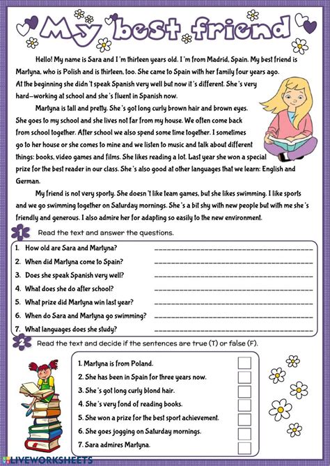My Best Friend Interactive Worksheet Reading Comprehension Lessons