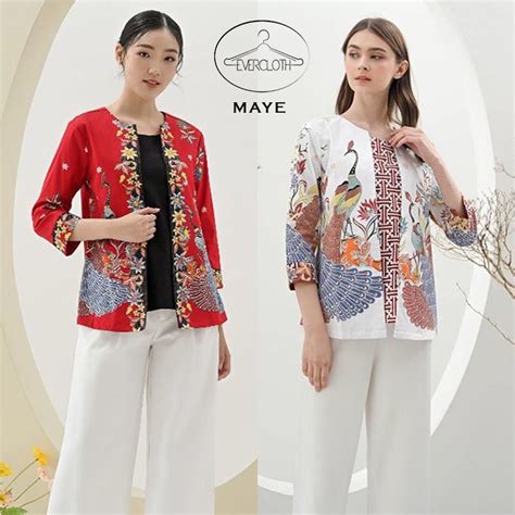 Jual Evercloth Maye Atasan Batik Jumbo Blouse Wanita Atasan Wanita Blouse Batik Wanita Lengan