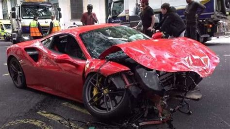 Watch Ferrari Supercar Worth £250000 Wrecked After Collision With Bus