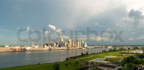 The Mississippi River Flows By The New Orleans Waterfront Stock Image