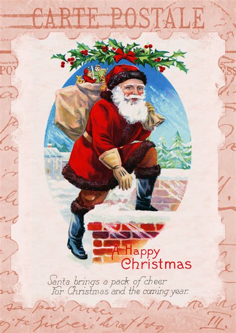 Christmas Postcard Vintage Santa Free Stock Photo Public Domain Pictures