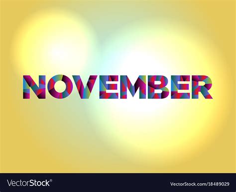 November Concept Colorful Word Art Royalty Free Vector Image