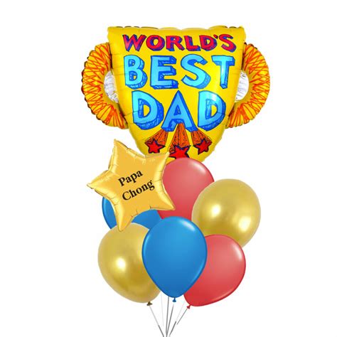 Worlds Best Dad Trophy Anagarm Foil Balloon With Custom Star And 6