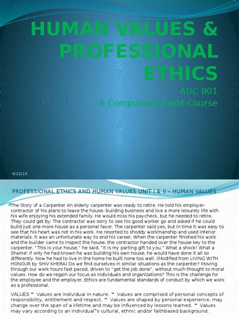 Human Values And Professional Ethicspptx Value Ethics Contentment