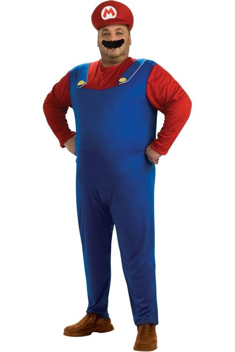 Super Mario Bros Mens Halloween Fancy Dress Costume For Adult Plus Size