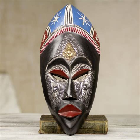 West African Hand Crafted Wood Wall Mask From Ghana Sarikin Kawhe