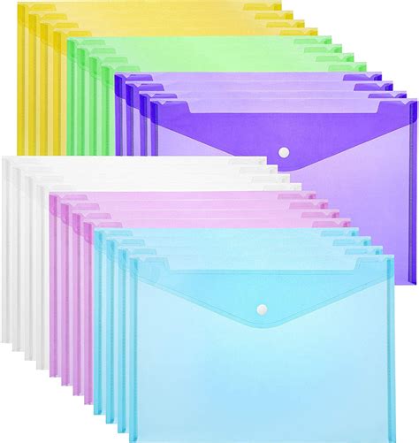 24pack Clear Document Folder A4 Size With Snap Button Premium Poly