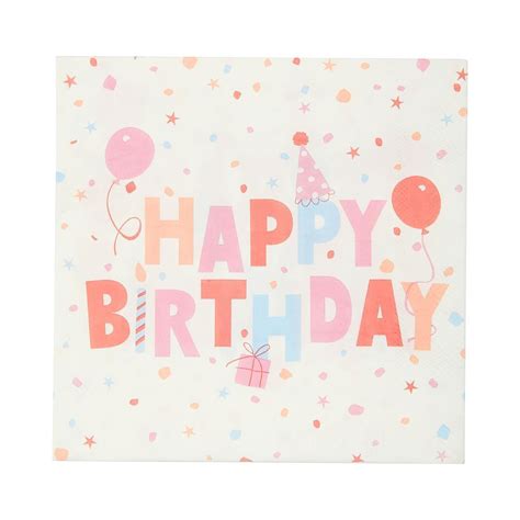 Είδη Πάρτι Happy Teapot Paper Napkins Happy Birthday pink
