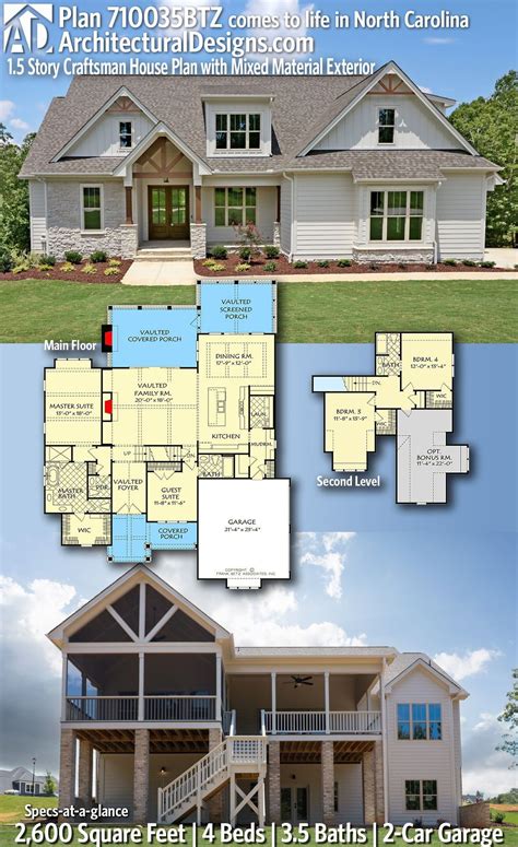 House Plan 710035btz Gives You 2600 Square Feet Of Living Space With 4