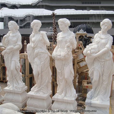 China White Marble Women Four Season Sculpture For Garden Tpfss 034
