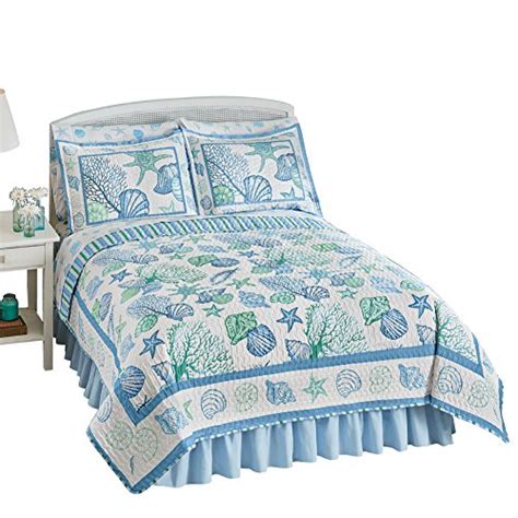 Ocean Inspired Coastal Seashell Sheet Set Includes Flat And Fitted