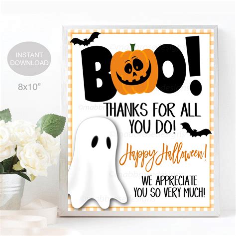 Halloween Sign Boo Thanks For All You Do Fall Appreciation Etsy Canada