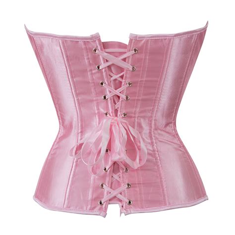 Color Pink Size L Womens Corset Bustier Satin Sexy Plus Size Gothic