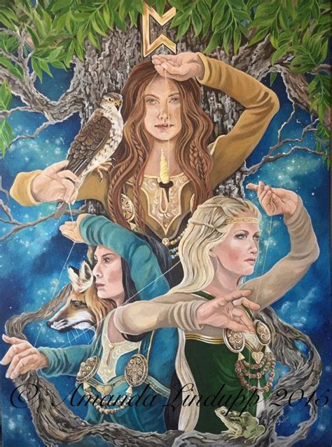 A3 The Norns Fates Print Celtic Goddess Mythology Art Pagan Art