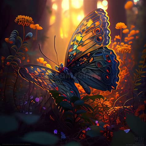 Colorful Forest Butterflies Ai Generated Stock Illustration