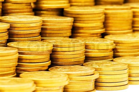 Close Up Of Stack Of Gold Coins Stock Image Colourbox