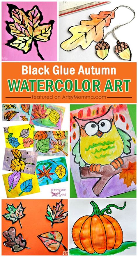 Fall Themed Watercolor Black Glue Resist Art Artsy Momma Kids