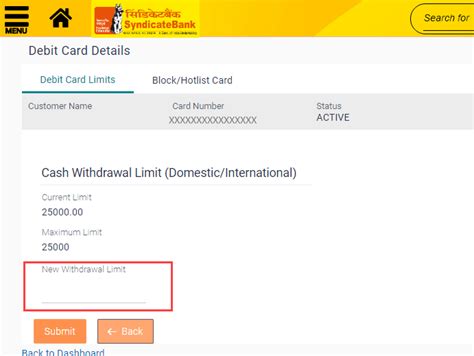 Your ability to withdraw more. How To Change Syndicate Bank Daily ATM Cash Withdrawal ...