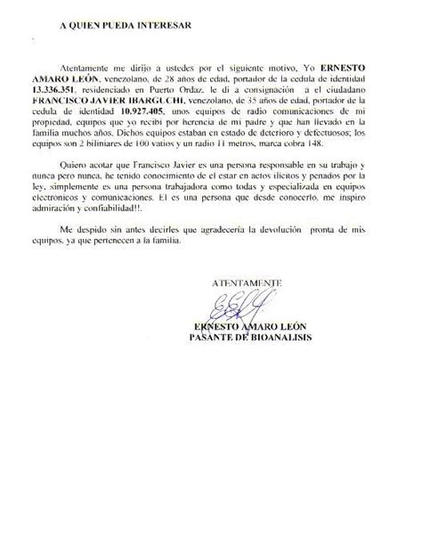 Carta De Referencia Personal Para Imprimir Venezuela Financial Report