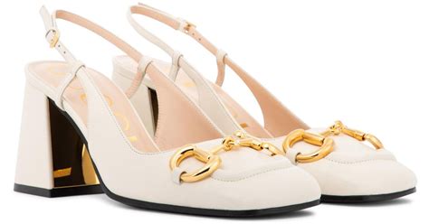 Gucci Horsebit Leather Slingback Pumps In White Lyst