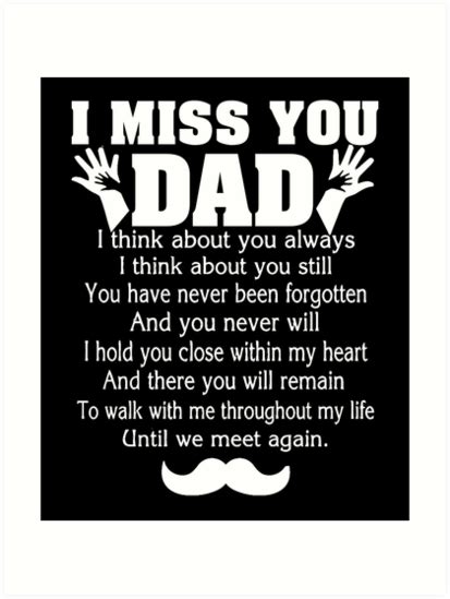 I Miss You Dad Fathers Day Art Prints By Sondinh Redbubble