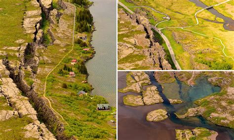 Aerial Pictures Show Us And European Tectonic Plates In Iceland Pulling