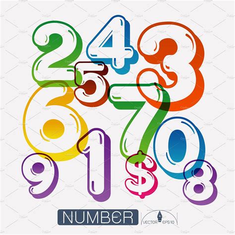 Numbers Set Illustration Illustration Number Icons Pencil Illustration
